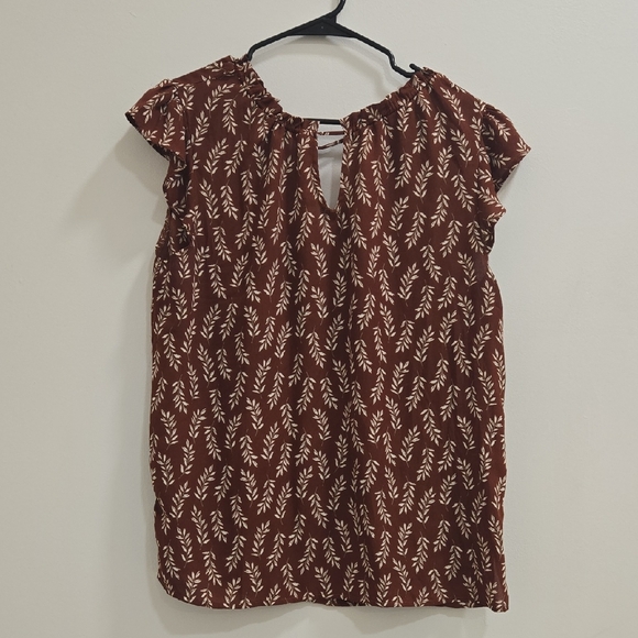 Papermoon Brown and Cream Leaf Pattern Blouse - Picture 3 of 10